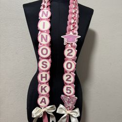 Pink/ Beige Bow Lei. $60