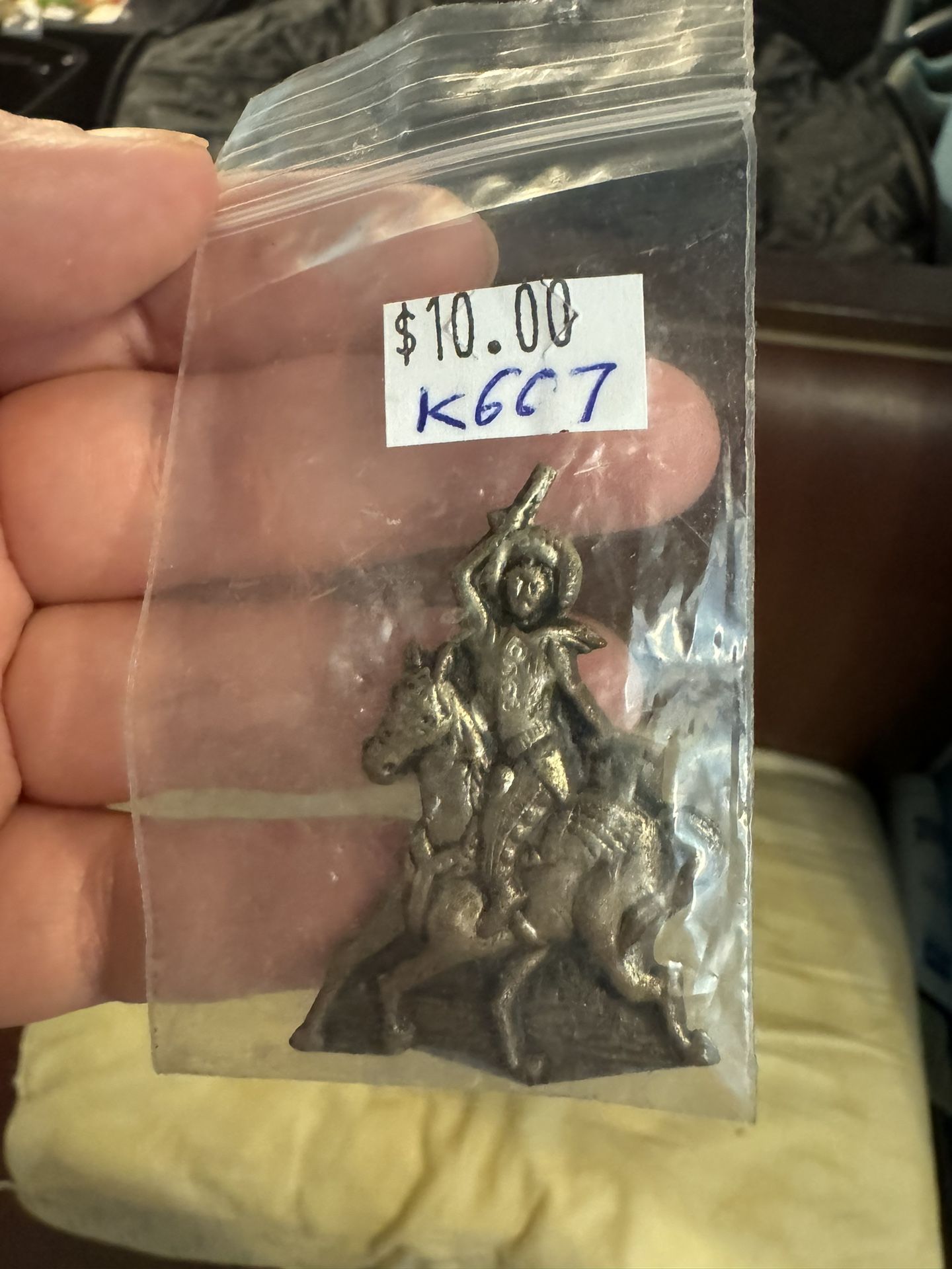 Vintage pressed metal pinback western badge 1950's