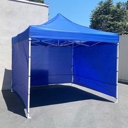 (NEW) $129 Heavy-Duty White Popup Canopy 10x10ft with (3 Sidewall) Outdoor Gazebo, Carry Bag