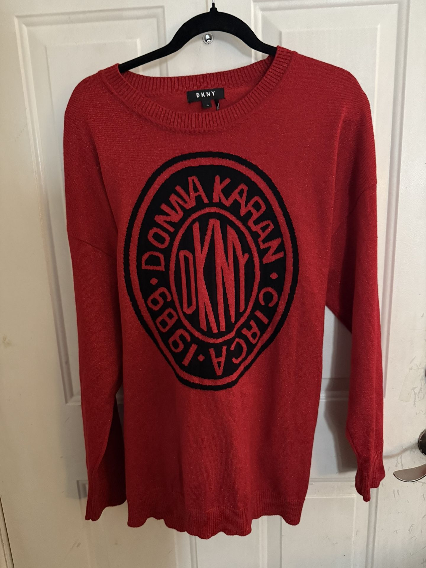 DKNY Red Sparkly Sweater 