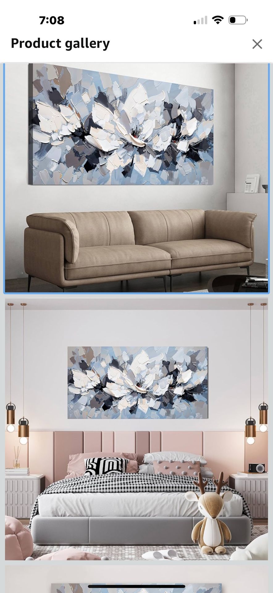 Canvas Wall Art Decor Modern White Wall Art for Living Room Abstract Canvas Art Wall Decor Flower Pictures Abstract Blue Wall Art Prints Artwork for W