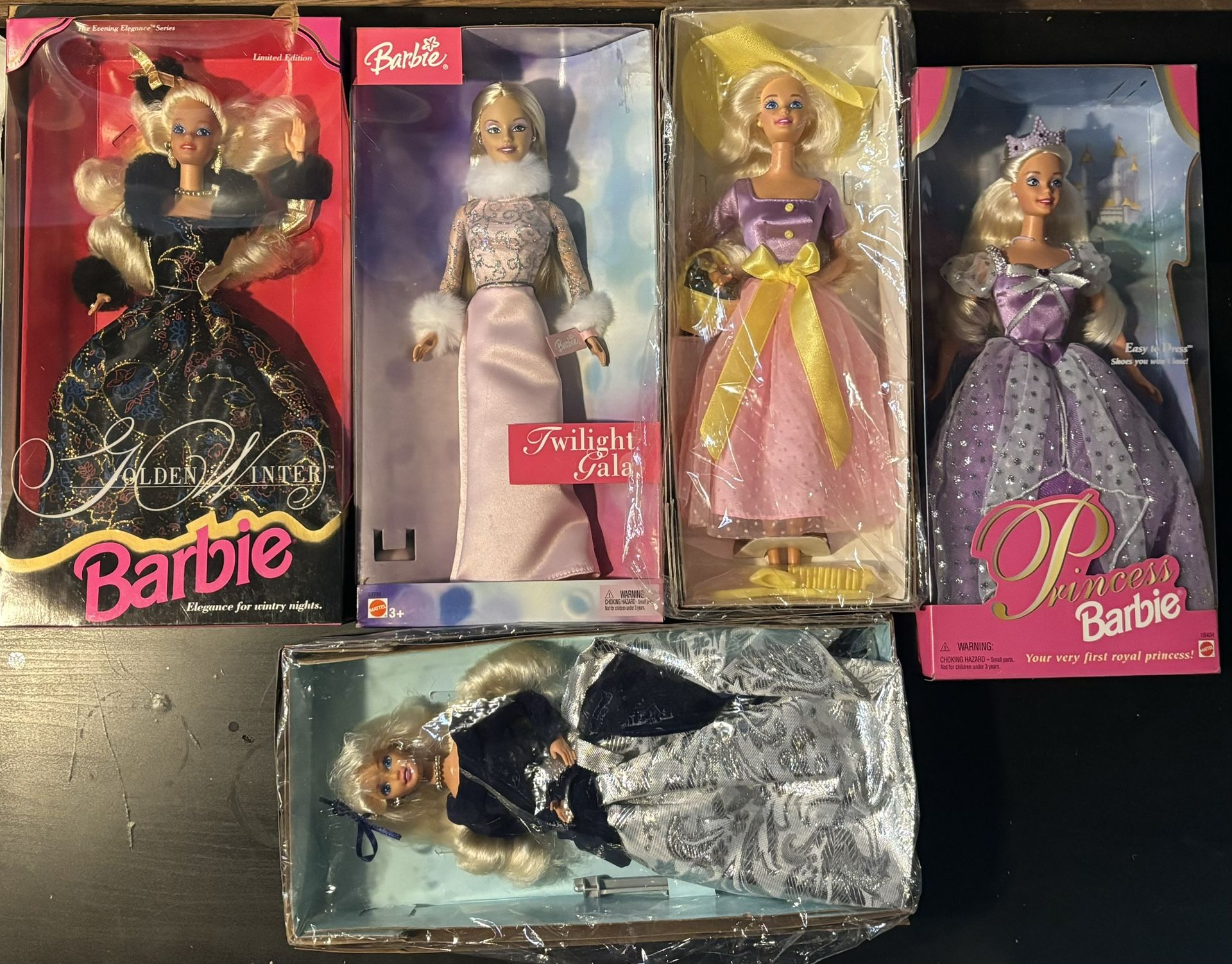 Limited Edition Barbie Doll Set – Golden Winter, Twilight Gala, Princess & More