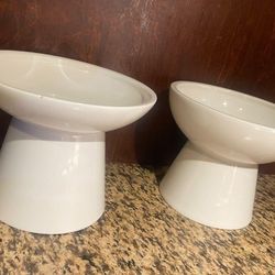 Ceramic White Elevated Water/Food Bowls