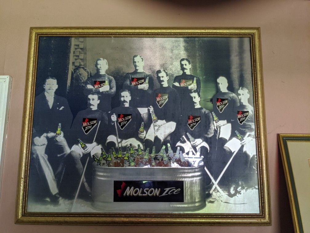 Vintage 1914 Molson Ice Hockey Team Beer Mirror