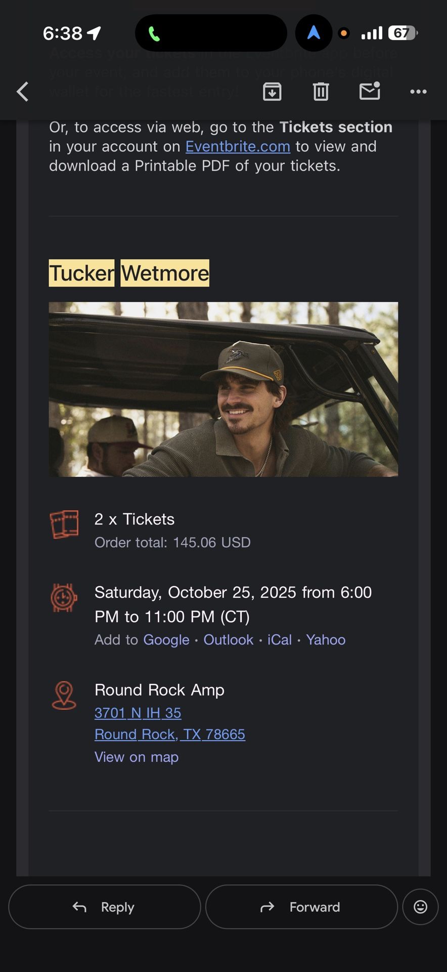 Tucker wetmore Round Rock Concert Tickets 