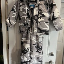 Kids White Camo Snow Bib and matching Jacket 