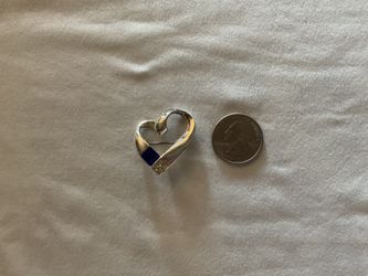 Silvery Heart Pin with Sapphire and Clear Crystals
