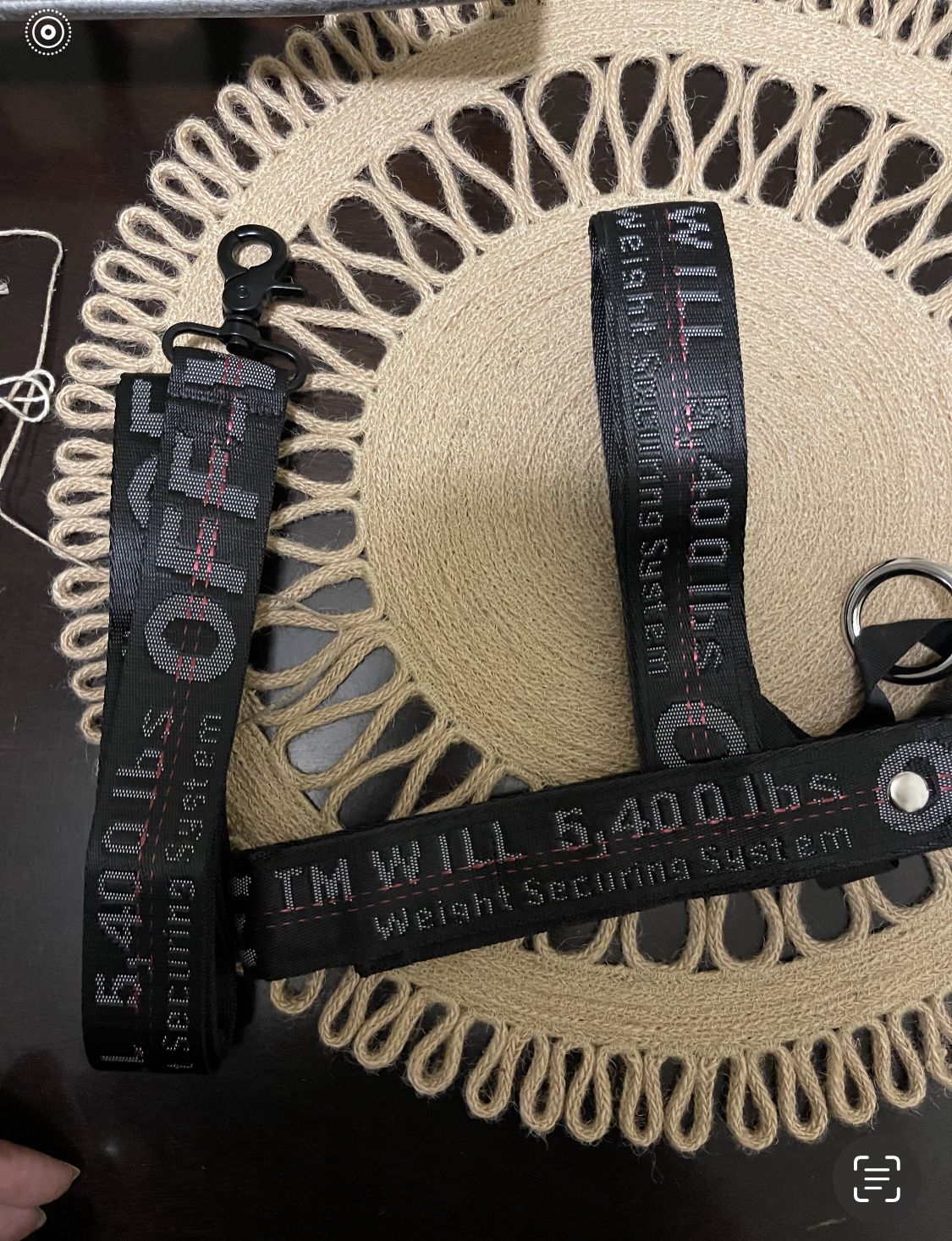 Off white Black body Harness & Leash black. New Never Used Black In Color $100obo