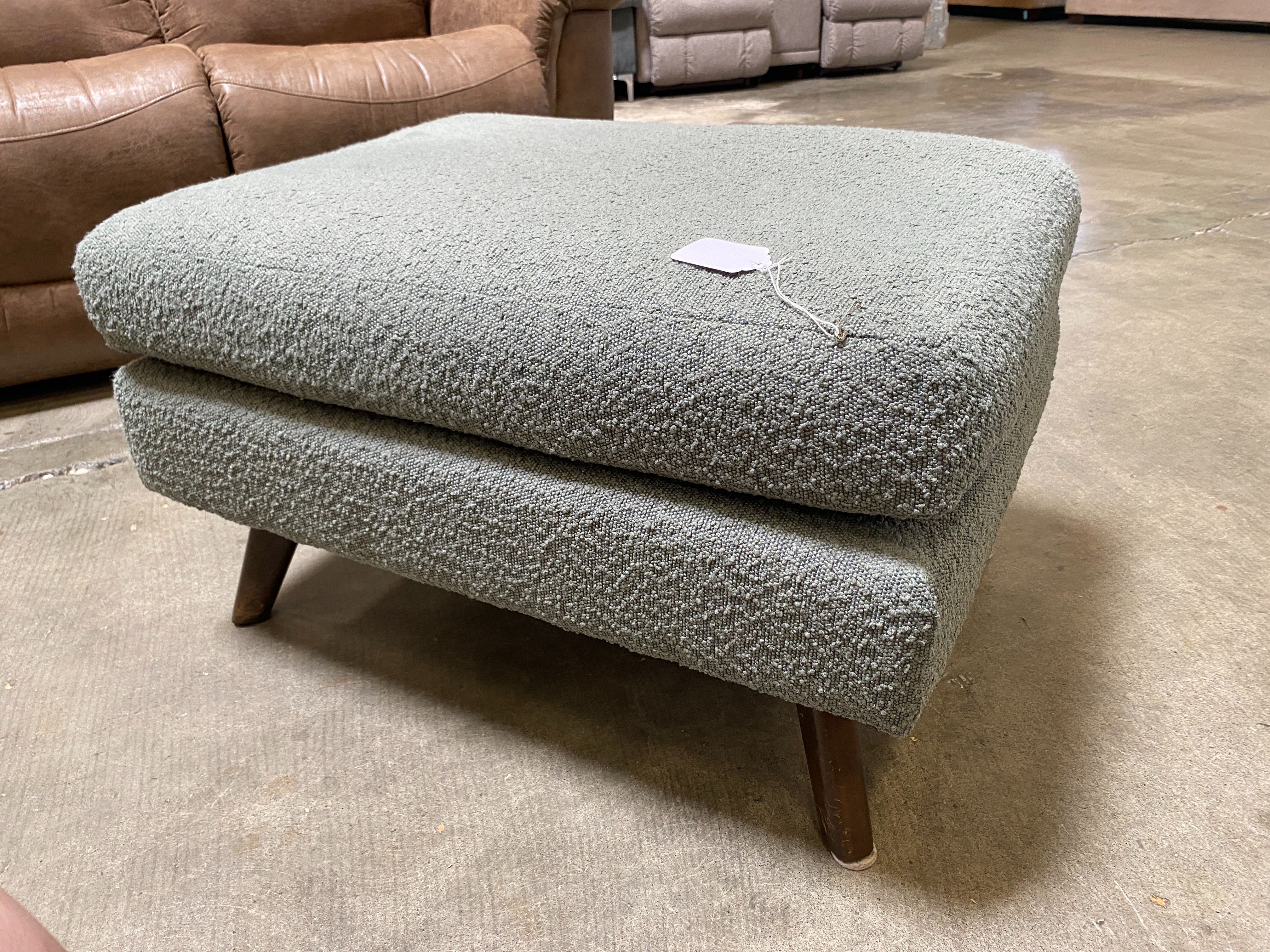 JOYBIRD Modern Sage Green Textured Ottoman