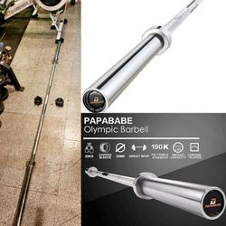 PAPABABE 7FT OLYMPIC BEARING BAR 2" SIZE GYM BARBELL + COLLARS

