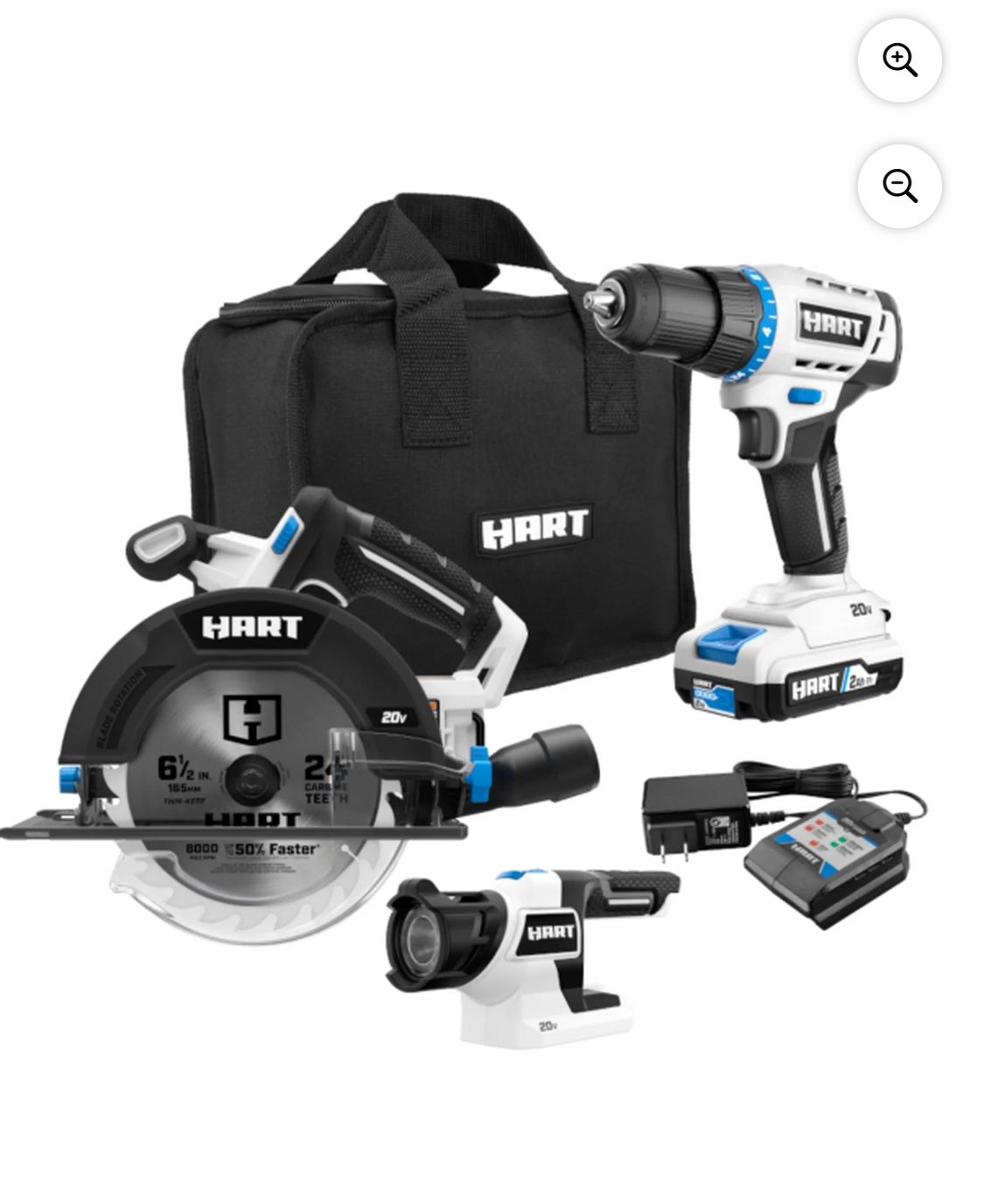 HART 20V 3-Tool Combo Kit, Drill, 6-1/2" Circular Saw, and LED Light 1 Each