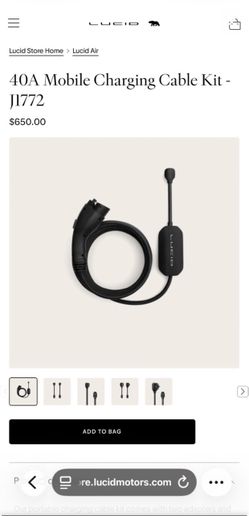 Lucid 40A Mobile Charging Cable Kit J1772