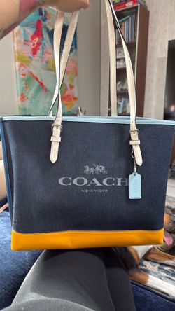 Coach Field Tote in Denim / Colorblock Denim
