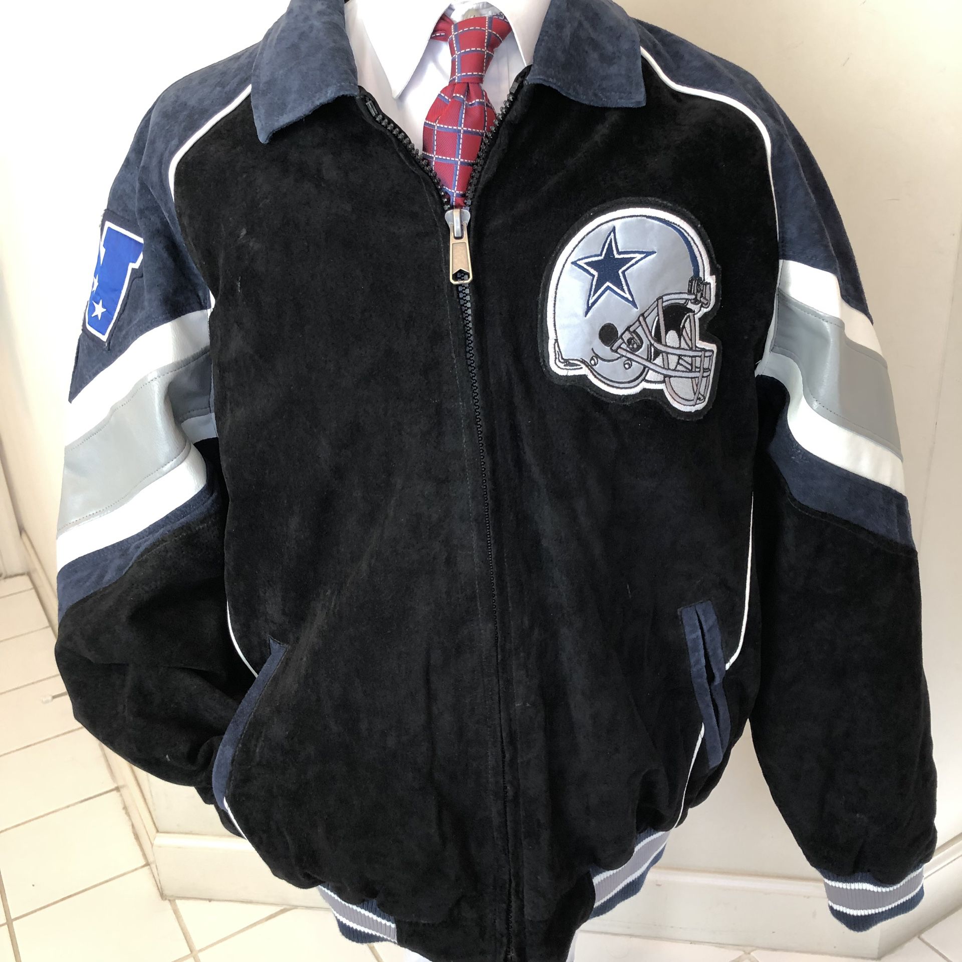 MINT! Dallas Cowboys Suede Jacket XL Black/Blue/White Big Star