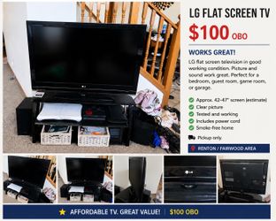 LG TV + Entertainment Stand Bundle $75