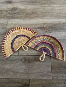 Woven straw fans