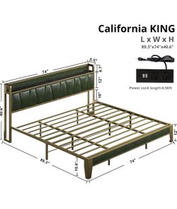 Green and gold bed frame