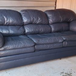 Navy Leather Couch & Chair