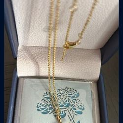 New 14kt Gold Plated Cross Necklace in Box