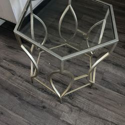 Glass And Metal End Table Or Nightstand 