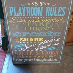 Playroom Rules Stretched Canvas Wall Art