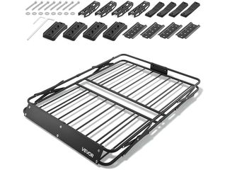 VEVOR Roof Rack Cargo Basket, 46 x 36 x 4 in, Heavy Duty Roof Top Carrier Basket with Folding Design, 200 lbs Capacity, All-Weather Easy-Install Car T