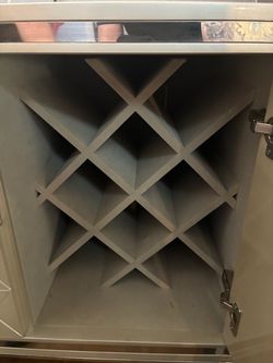 Hollywood Regency Glam Mirrored Wine Bar Cabinet / Sideboard Credenza – Rhinestone Details & Velvet Lined
