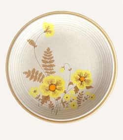7 Vintage Mikasa Stoneware Dinner Plates Nature Song Fern Flower Japan