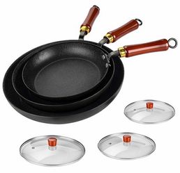 Cast Iron Skillet Set with Glass Lids