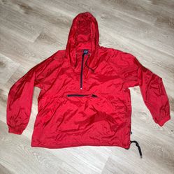 GAP Red Windbreaker Anorak Jacket Small Hooded Lightweight
