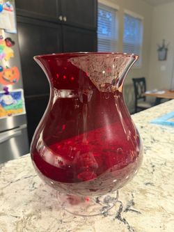 12 1/2 inch red vase.