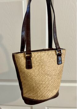 VTG Liz Claiborne Straw and Faux Croc Shoulder Bag