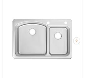 Bratten 33 in. Drop-In 60/40 Double Bowl 18-Gauge Stainless Steel Kitchen Sink