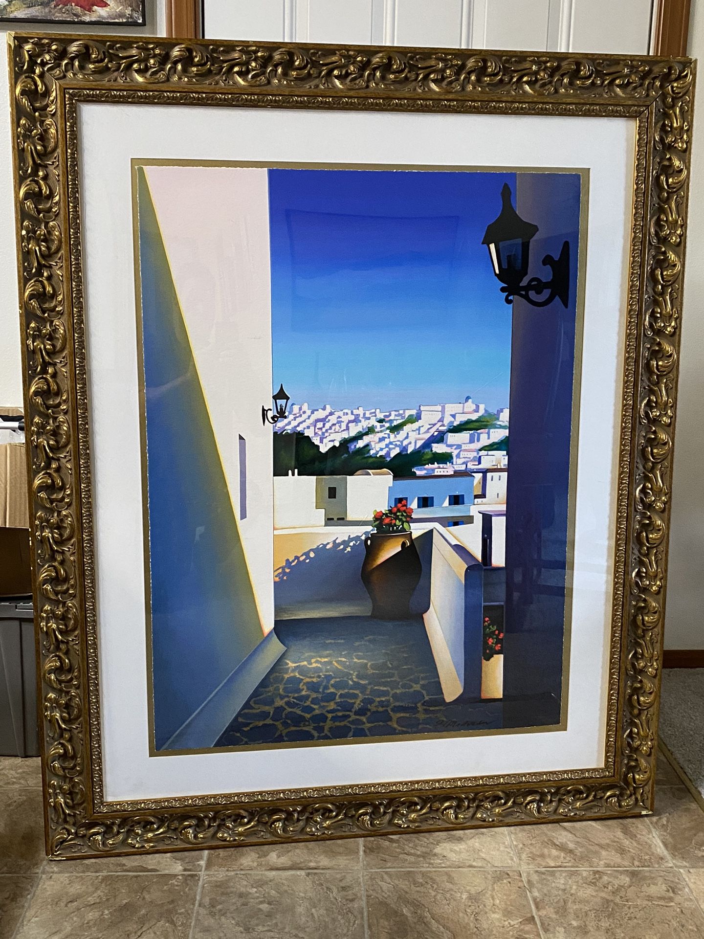 Beautiful Published Igor Medvedev Hand Signed Serigraph Titled “Santorini Vista”