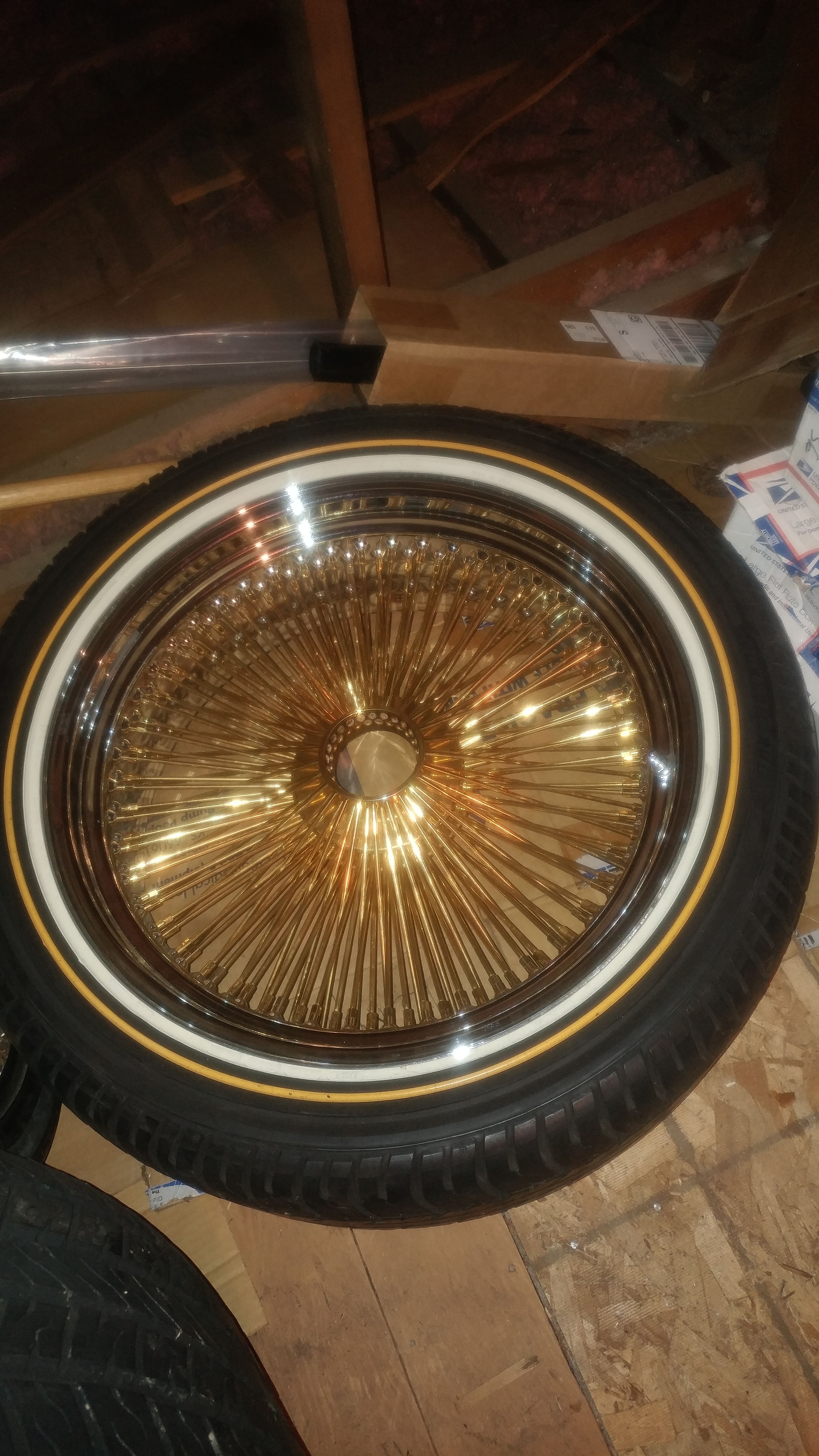 22 Inch 144 spoke.Center Gold Daytons Stamped