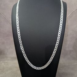 Solid Silver 24" Cuban Curb Chain 