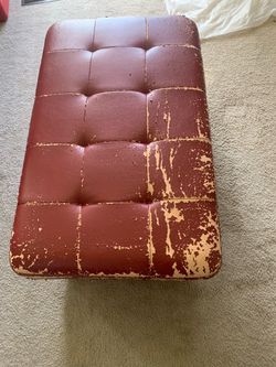 Red leather ottoman