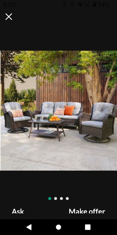 Patio Sofa Set With Swivel Chairs Brand New Patio Chair Set Swivel Rocking Chairs Brand New Available In Brown Light Gray And Dark Gray Cushions, 🆕🚛