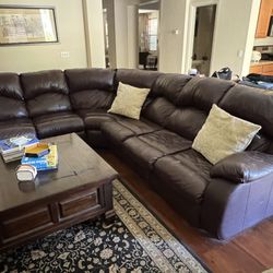 Leather Sectional And Lazyboy Rocking Recliner 