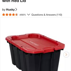 25  Gal. Pro Grip Storage Tote in Black with Red Lid