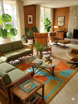 Vintage 1970s Round Cane Glass Coffee Table Tropical Tiki Palm Beach SoCal Hawaiian Boho Mid-Century Modern MCM Eclectic