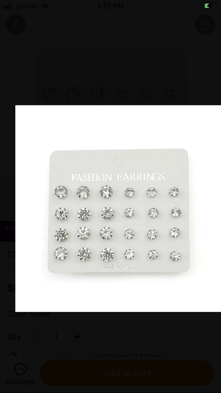 12pcs Zircon Decor Stud Earrings
