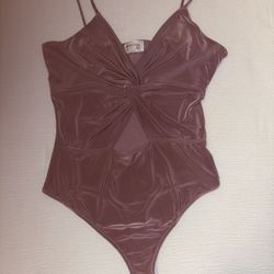 Mocking jay mauve open front bodysuit-S