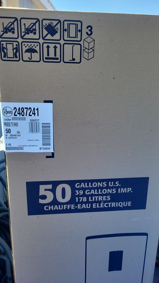 New In Box Rheem 50 Gallon Electric Water Heater