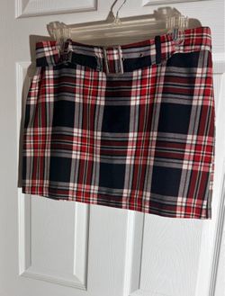 Classic Preppy Tartan Plaid Mini Skirt Belt Buckle Detail Size 11