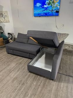 •Free Delivery• Gray Sleeper Sectional Couch