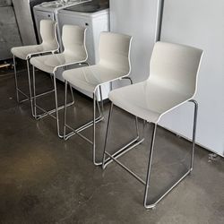 Set of 4 IKEA GLENN Bar stool, counter height white/chrome plated Very Good Condition