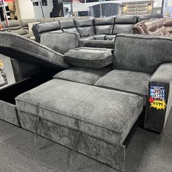 🐣🐣 Easter Final Sale On Sleeper Sofa With USB, Chaise Lounge & Drop Down Cup Holder !! $599 🐣🐣