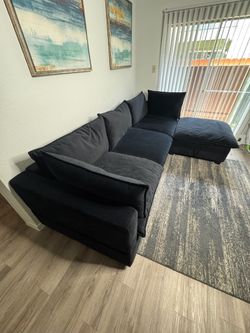 Black Velvet Cloud Kova Sectional Sofa