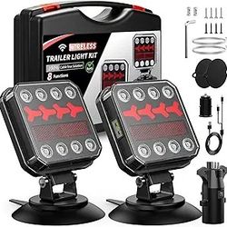 Wireless Magnetic Trailer Lights - Tail Light Kit Fast Charging, IP65 Waterproof, 10H Battery, 100FT Range for Trailer, Truck, RV, Camper, Boat